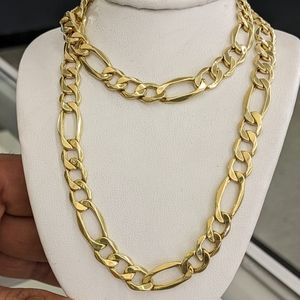 10kt Real Gold Figaro Chain 8.5mm 24 inch